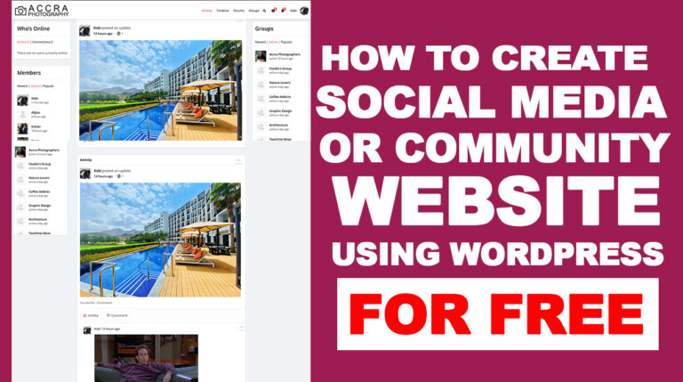 Social media ad community website with wordpress for free