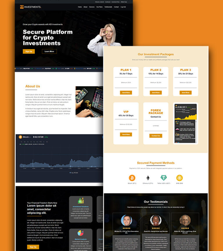 Cryptocurrency Investment Website Elementor Template